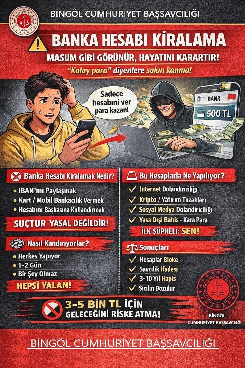 Başsavcılıktan Banka Hesabınızı Başkası İçin Kullandırmayın Uyarısı!